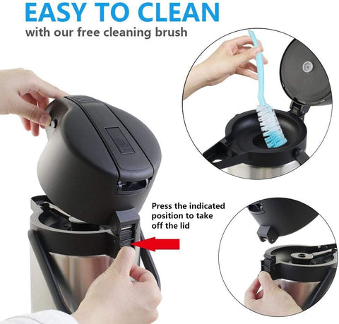 Wide opening and cleaning brush shown for easy maintenance and filling