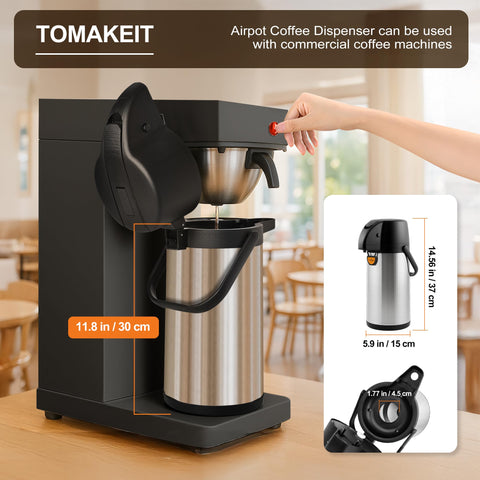 Tomakeit insulated airpot carafe maintains hot or cold beverages for hours