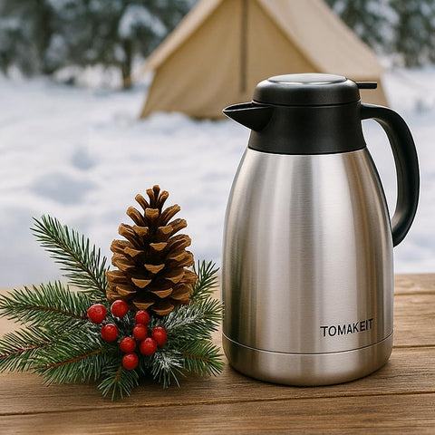 TOMAKEIT carafe set up for camping and outdoor use