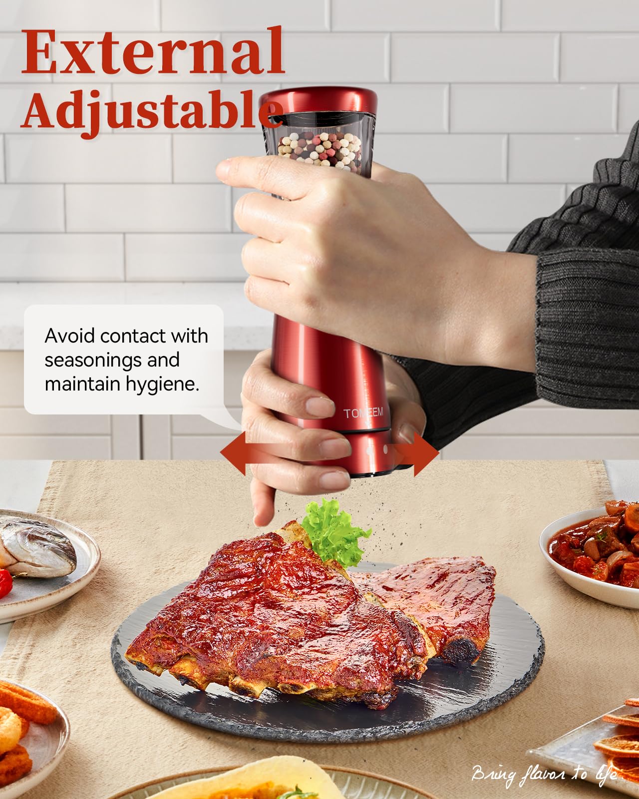 TOMEEM integrated LED light for precise seasoning
