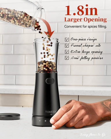 TOMEEM one-touch operation simplifies grinding for quick seasoning.