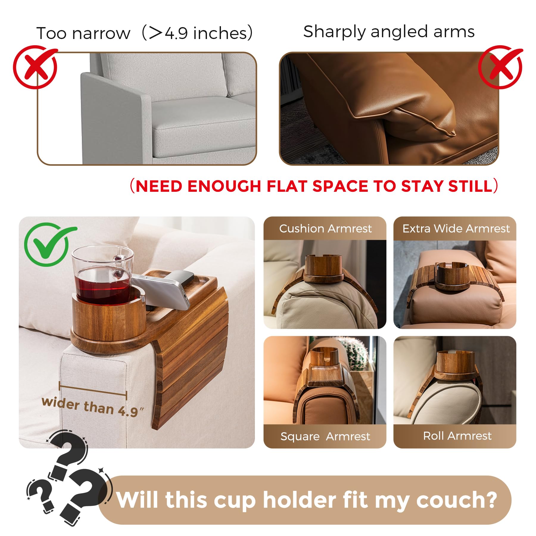 TOMLYOP 3-in-1 design supporting snacks, remotes, and drinks at arm's reach.