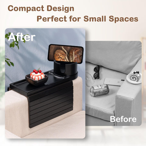 TOMLYOP couch tray used during movie night with snacks and drinks