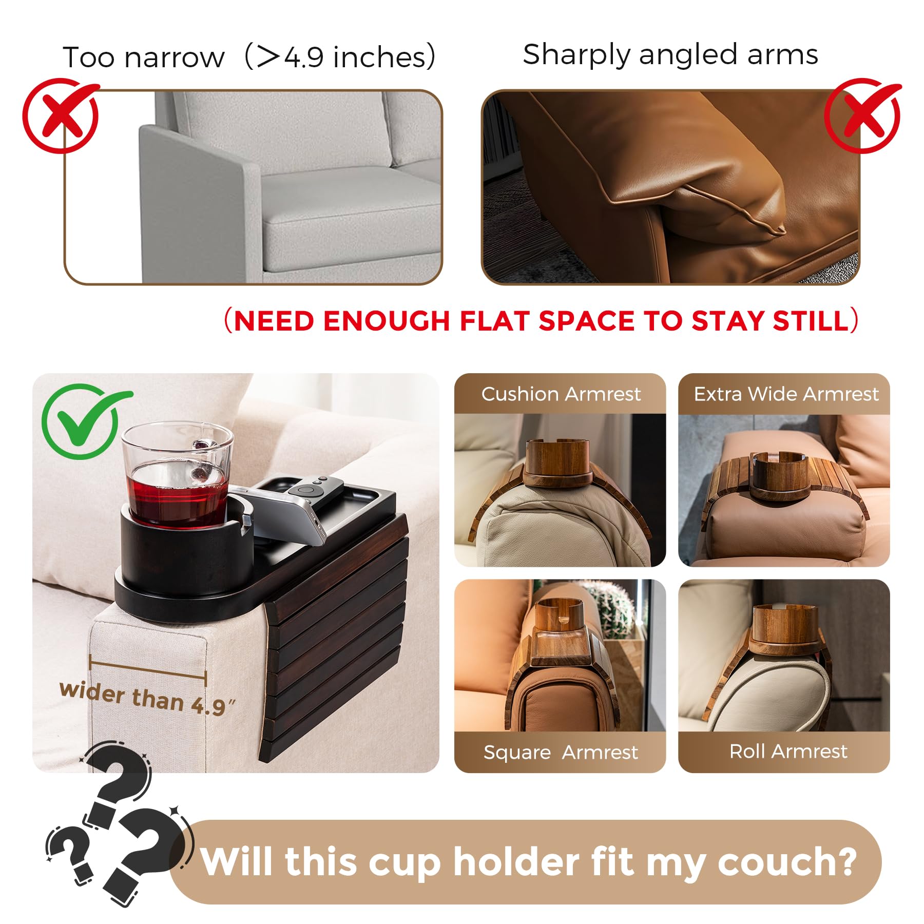 Tomlyop cup holder accommodates most cups under 3.62 inches