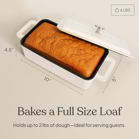TOMO Cast Iron Bread Oven enameled surface shown for easy release and cleanup