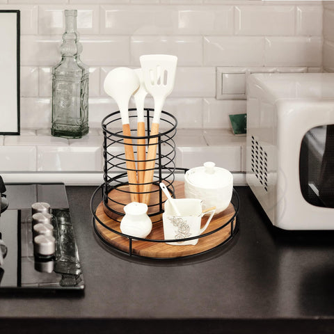 Tomoaza Lazy Susan with steel sides offers sturdy rotation and stability.
