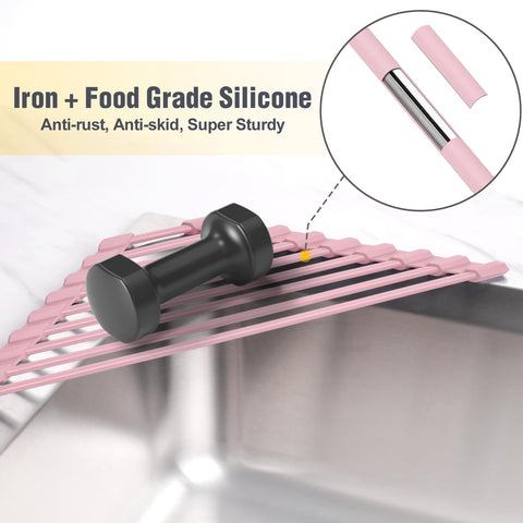 Tomorotec foldable stainless steel over-sink organizer enables compact kitchen storage.