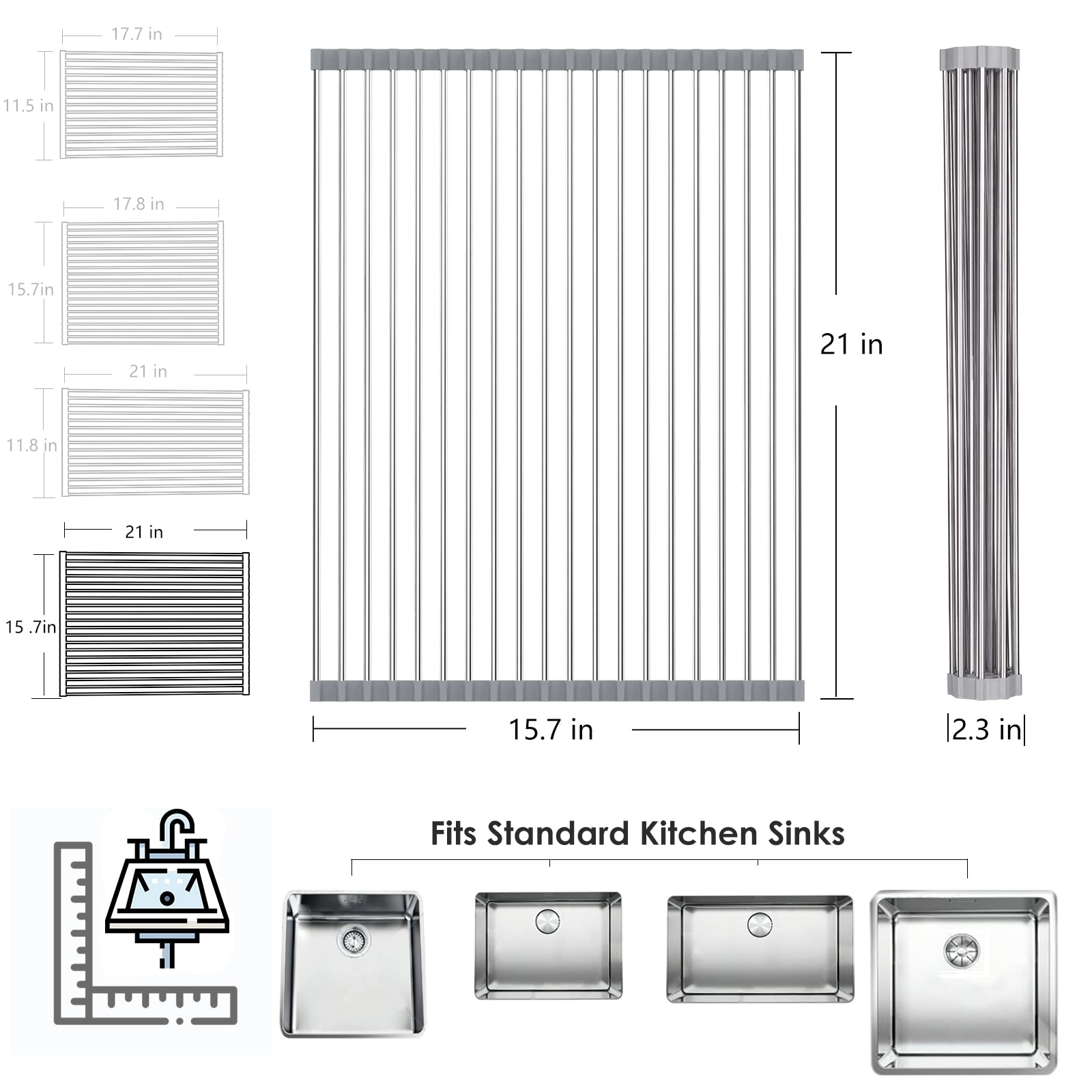 Tomorotec large roll-up rack measures twenty-one by fifteen point seven inches for larger items.