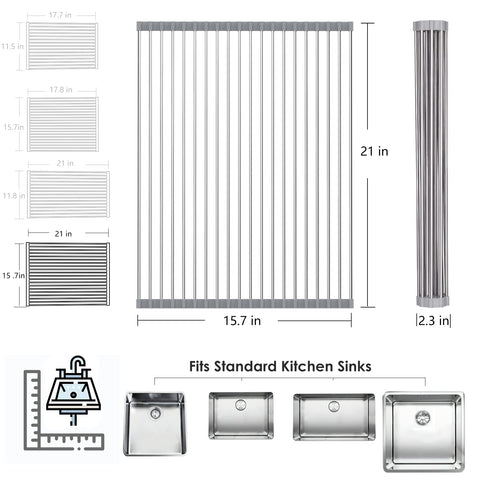 Tomorotec large roll-up rack measures twenty-one by fifteen point seven inches for larger items.