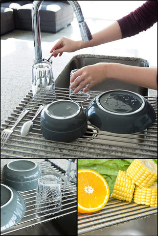 Tomorotec roll-up rack folded for compact kitchen storage and easy cleanup.