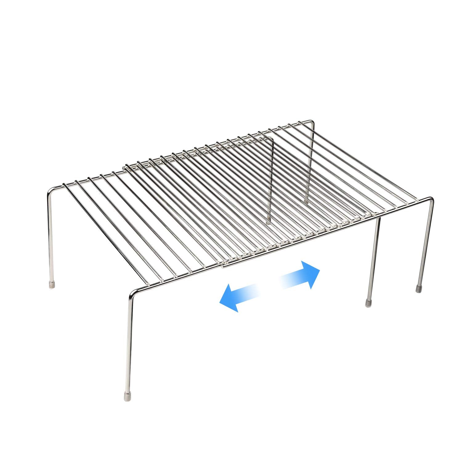 Tomorotec space saving rack extended to 22.8 inches for flexible kitchen organization.
