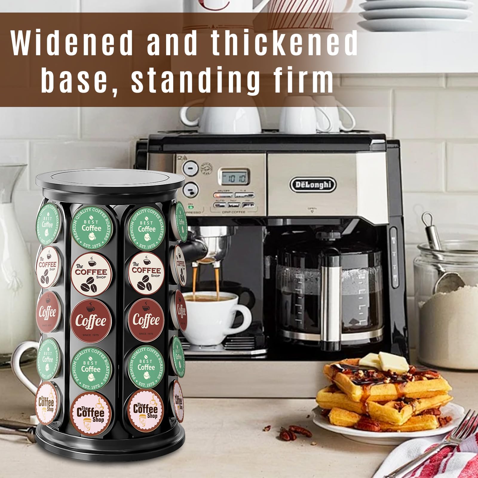 Tomshub K-Cup Holder 360-degree rotation enables quick pod access.