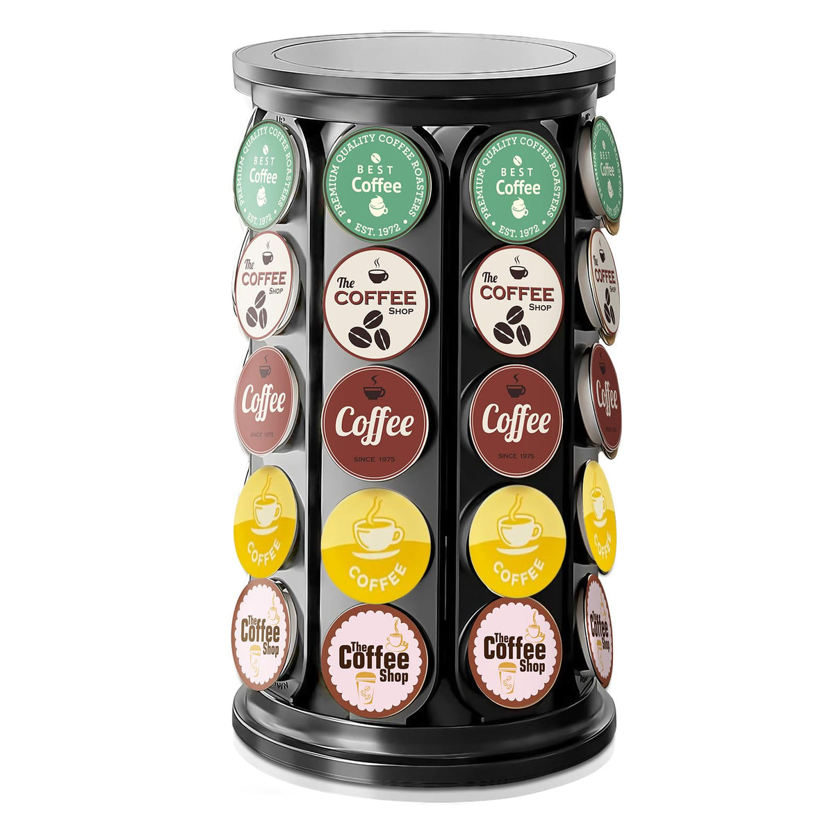 Tomshub K-Cup Holder with 40-pod capacity keeps coffee organized and within reach.