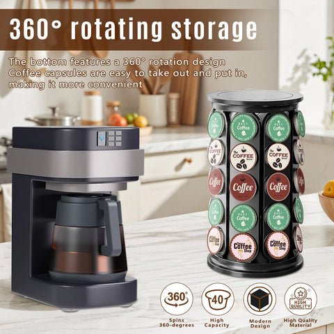 Tomshub K-Cup Holder compact vertical design saves counter space.