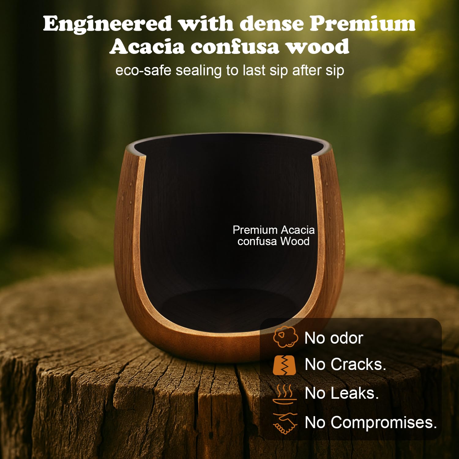 Tomzio acacia wood insulation helps keep drinks cool and hands warm