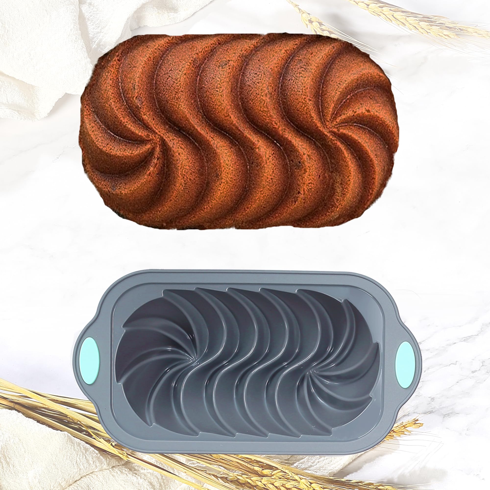 Tongjude pound cake cooling in silicone loaf pan