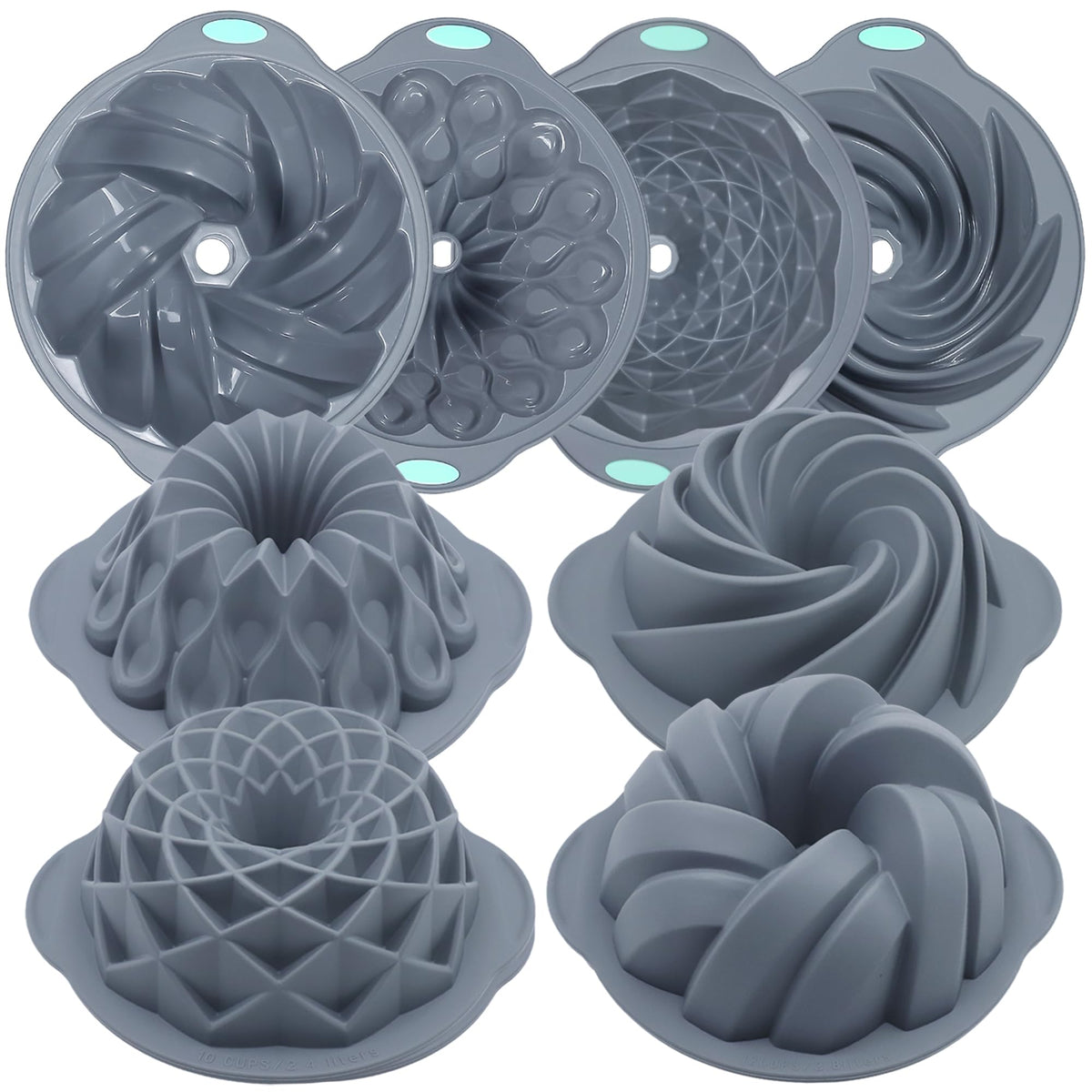 Tongjude 9-cup silicone fluted cake pan, non-stick for easy release.