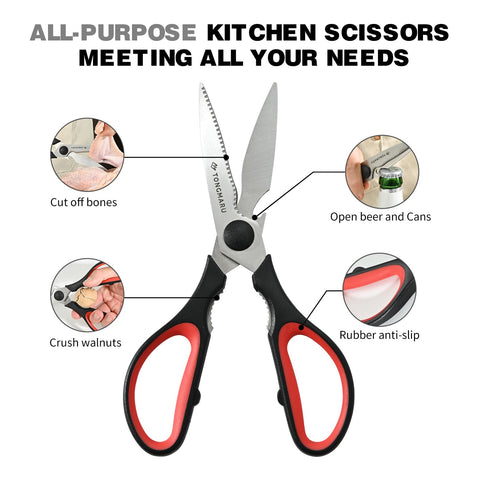Tongmaru kitchen shears featuring bottle opener for quick access while preparing meals