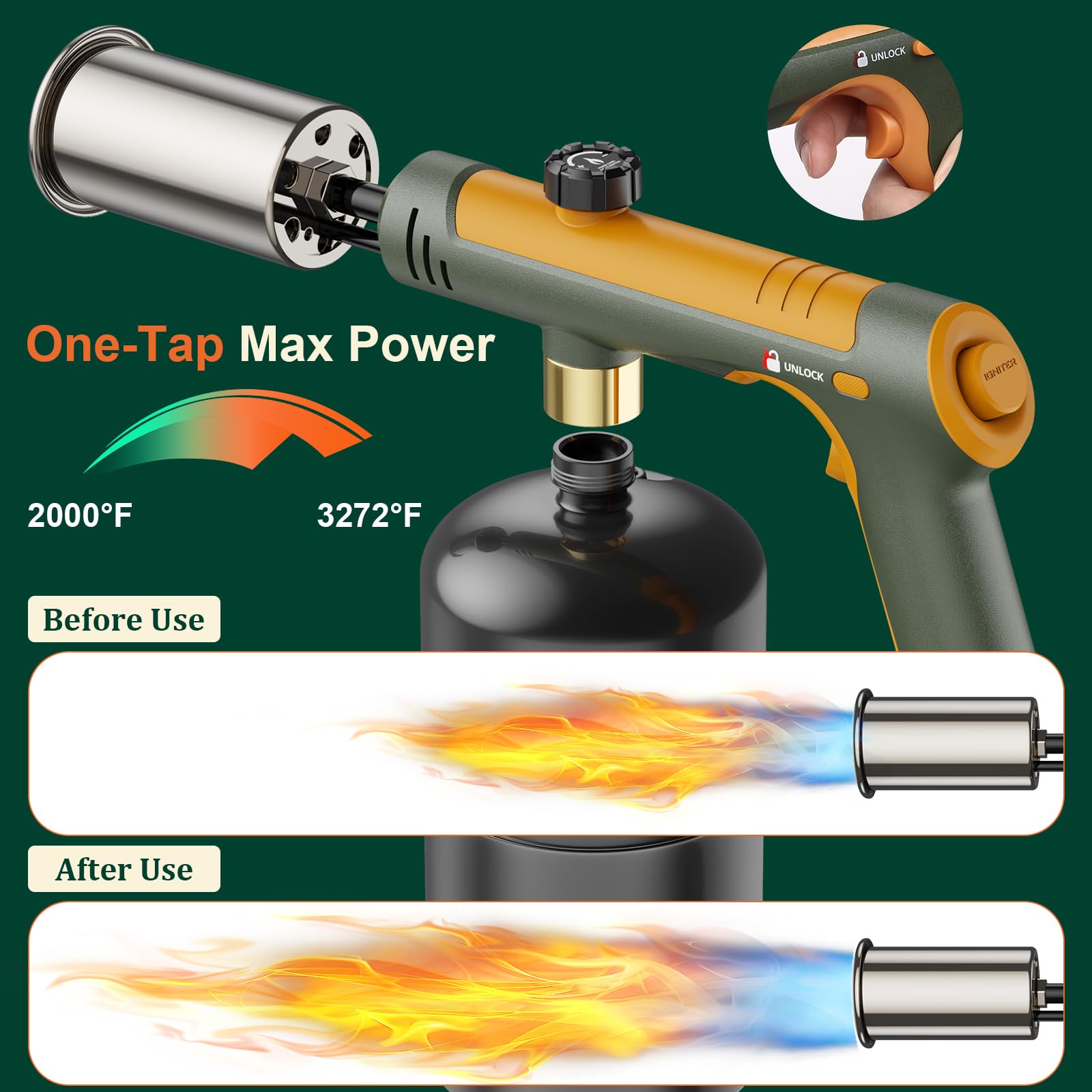 TONYFUL adjustable flame control enables precise culinary searing and caramelizing