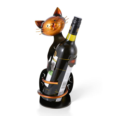 Tooarts cat shaped wine holder front view, stylish display and sturdy support.