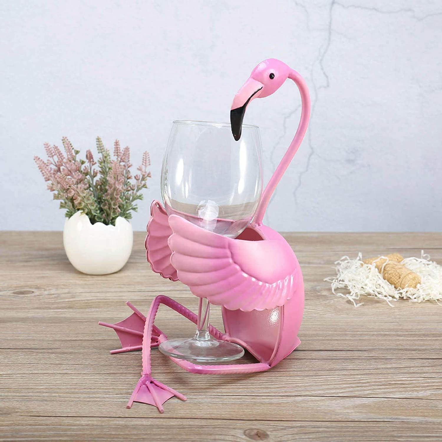 Tooarts Flamingo Wine Holder bar decor complements entertaining spaces with charm.