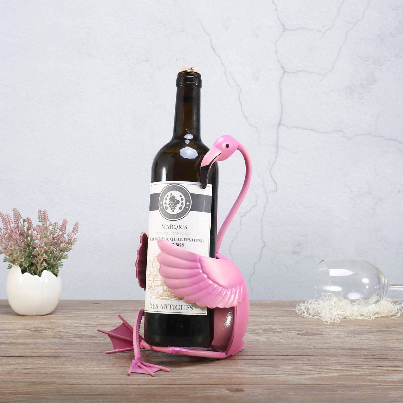 Tooarts Flamingo Wine Holder kitchen decor adds whimsy to everyday dining.