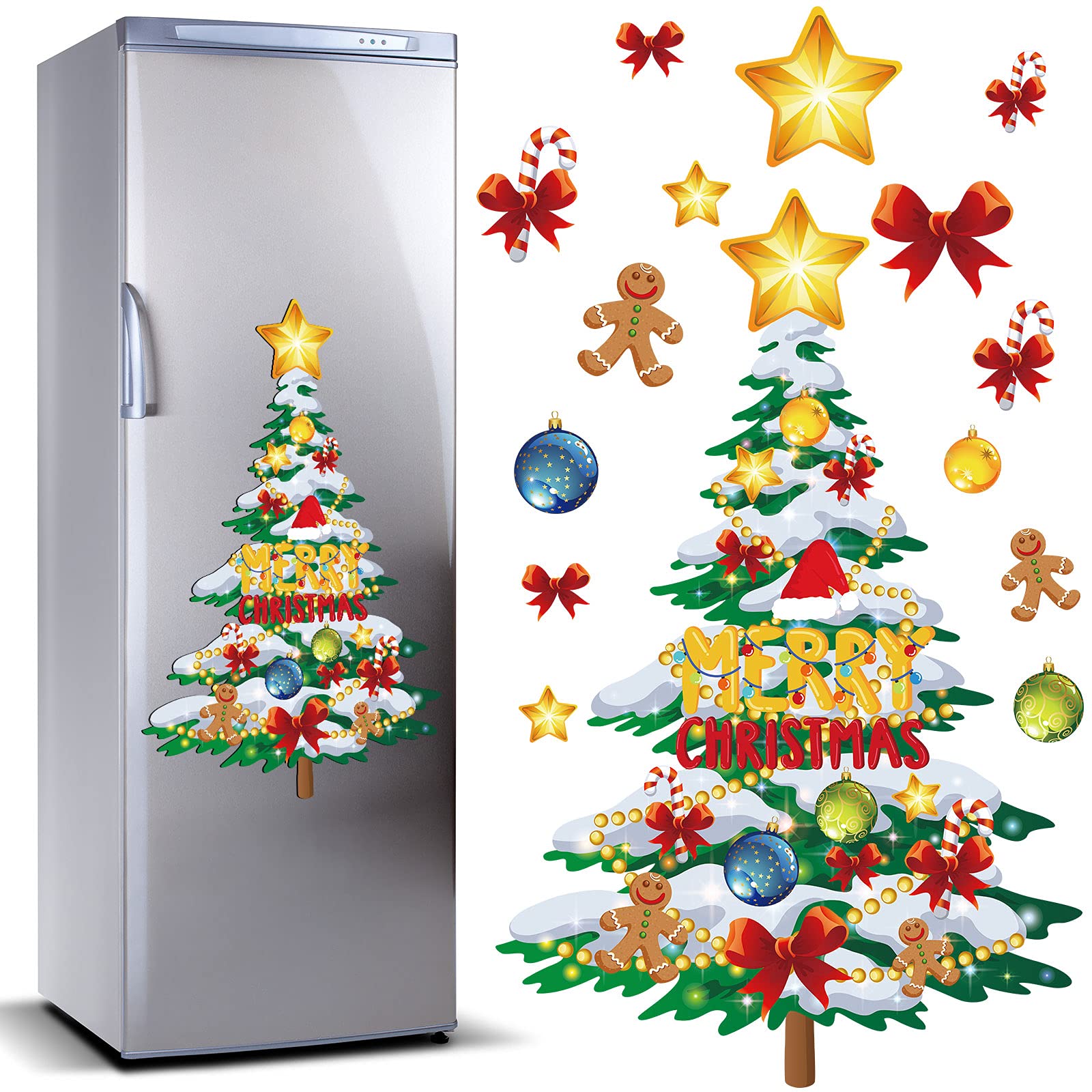 TOODOO Christmas tree fridge magnets assembled for a festive fridge display