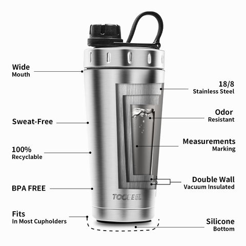 TOOFEEL wide-mouth design eases adding powder and liquids.