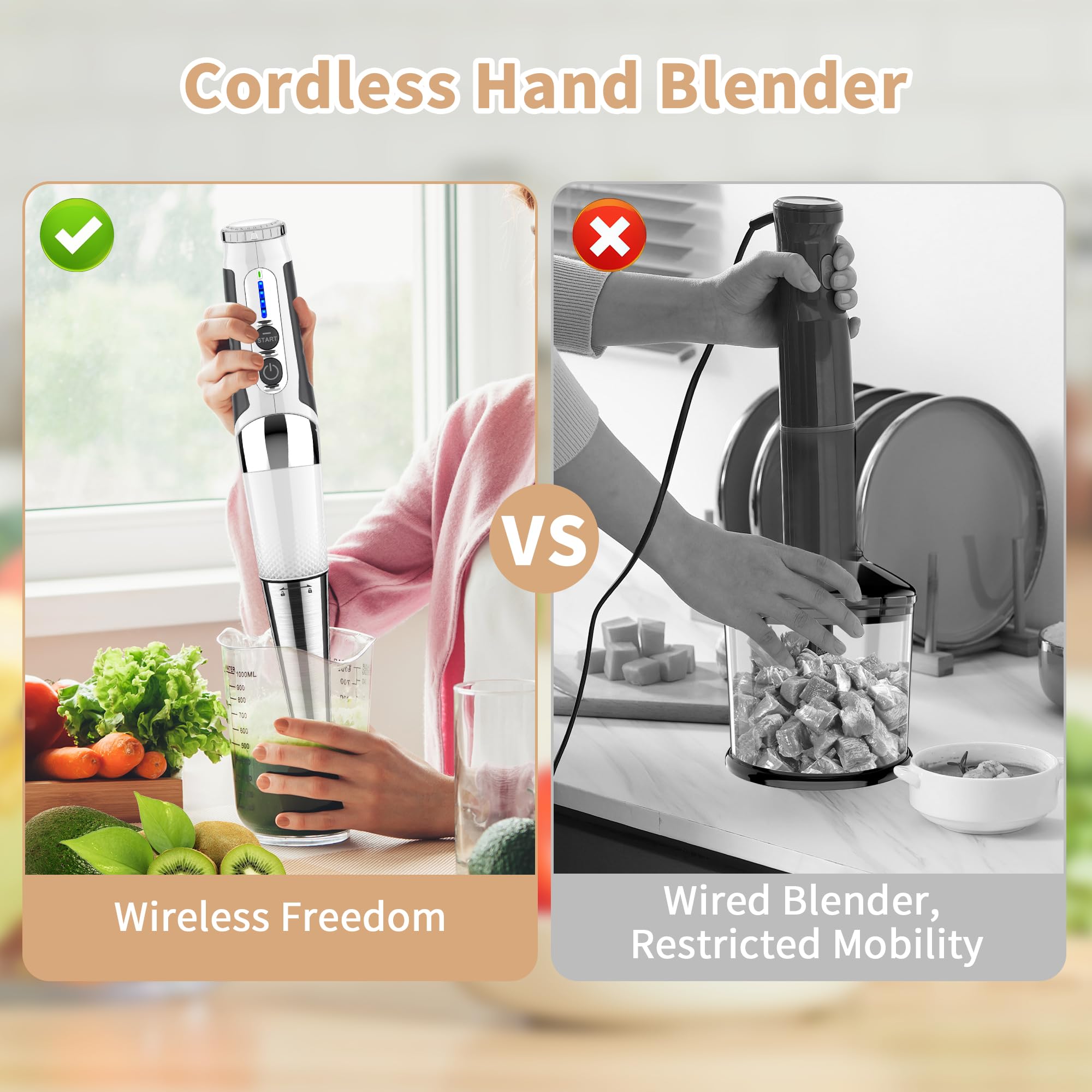 Toogel cordless blender with 700ml chopper for efficient meal prep