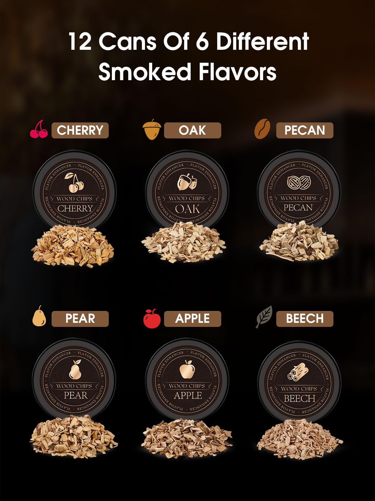 TOOKEBEEGO six-flavor wood chips pack adds natural smoky notes to drinks.