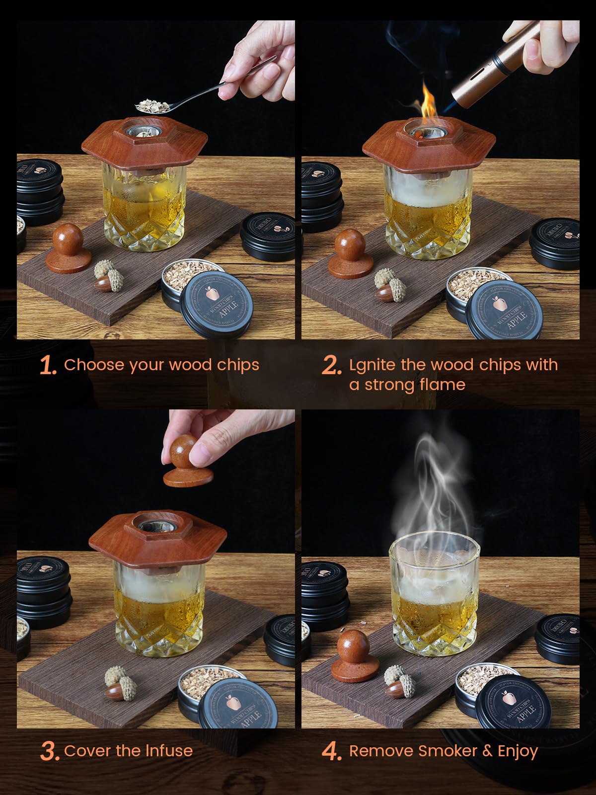 TOOKEBEEGO wood smoker with lid for at-home smoking sessions.