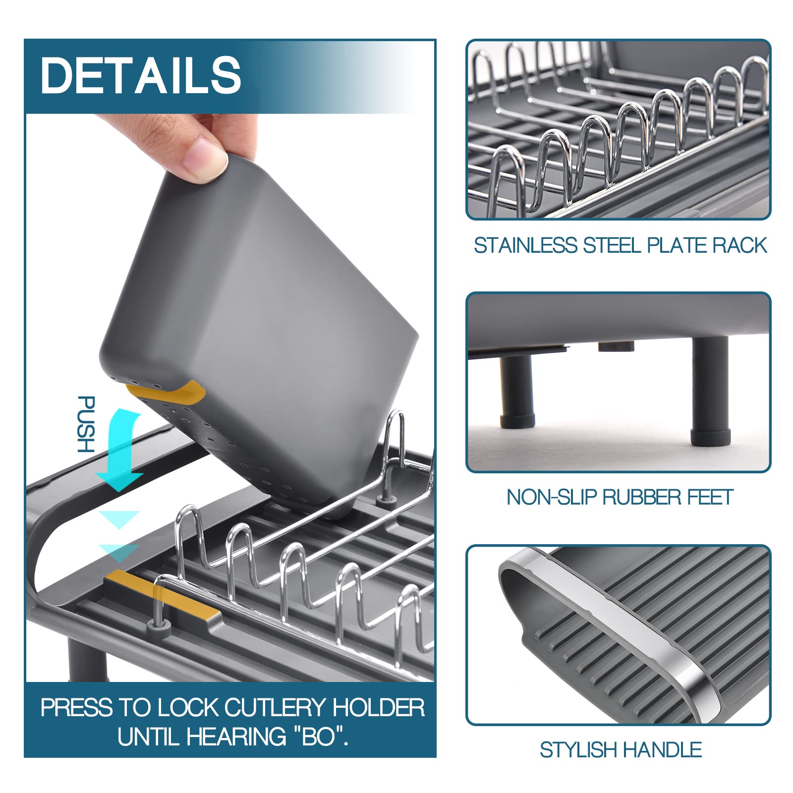 TOOLF angled drainage board directs water into sink for quick drying.