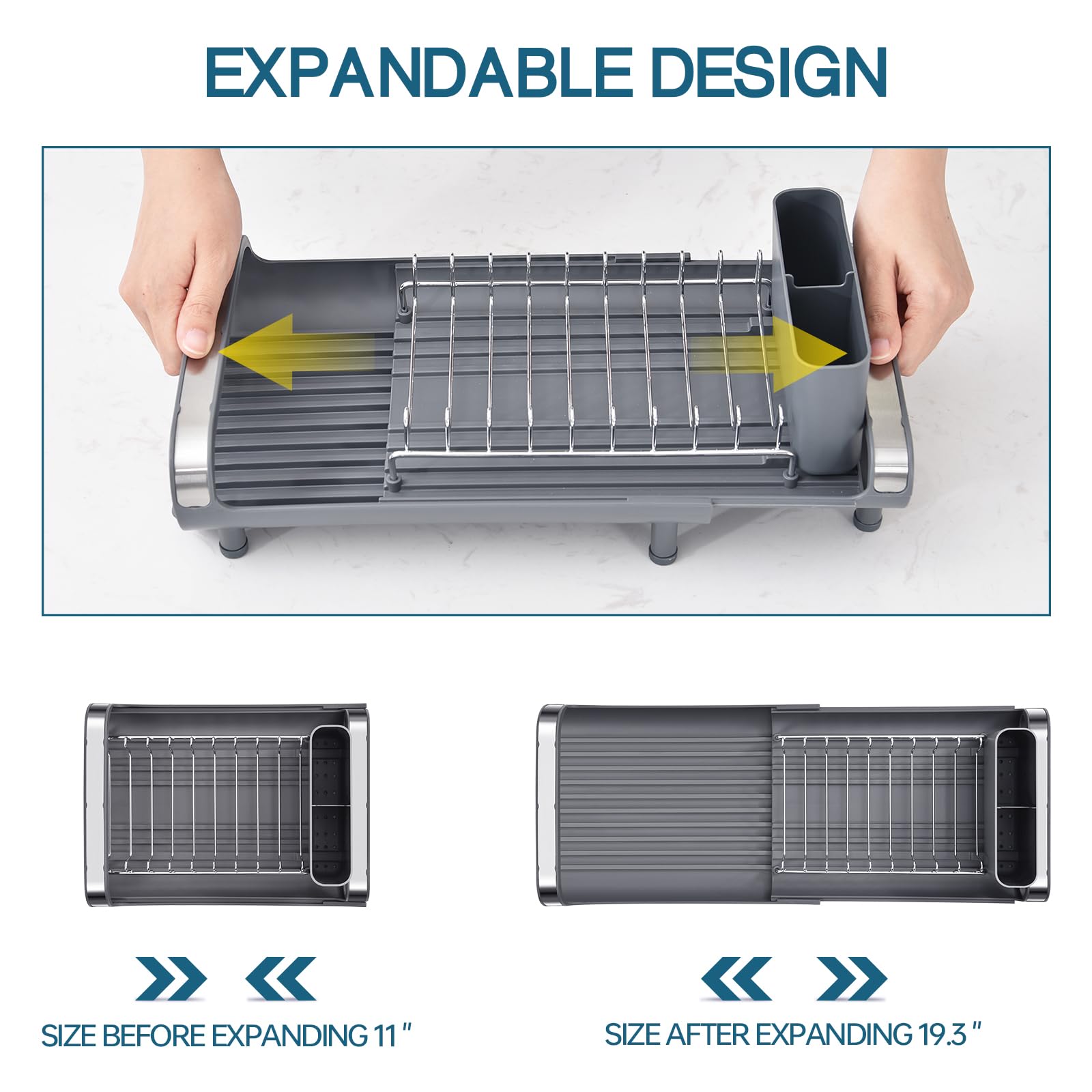 TOOLF dish drainer folded for compact storage on counter.
