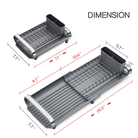 TOOLF dish rack on counter saves space in small kitchens.