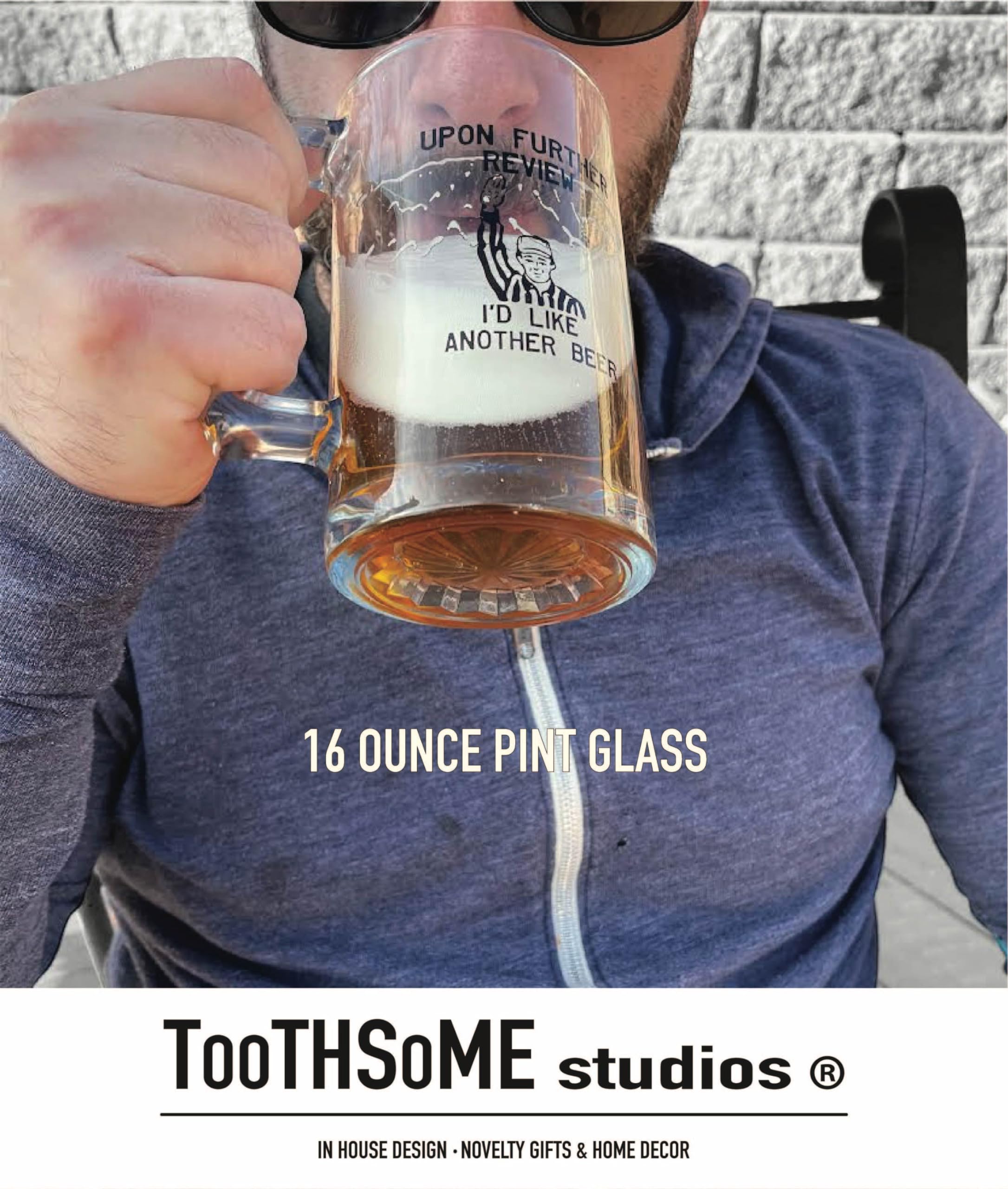 Toothsome Studios Upon Further Review mug back view, dishwasher-friendly care for fans.