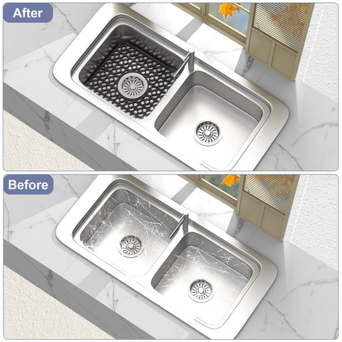 TOOVEM 12.25 by 11.5 inch silicone mat fits many sinks.