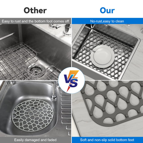 TOOVEM silicone sink mat folds for compact storage when not in use