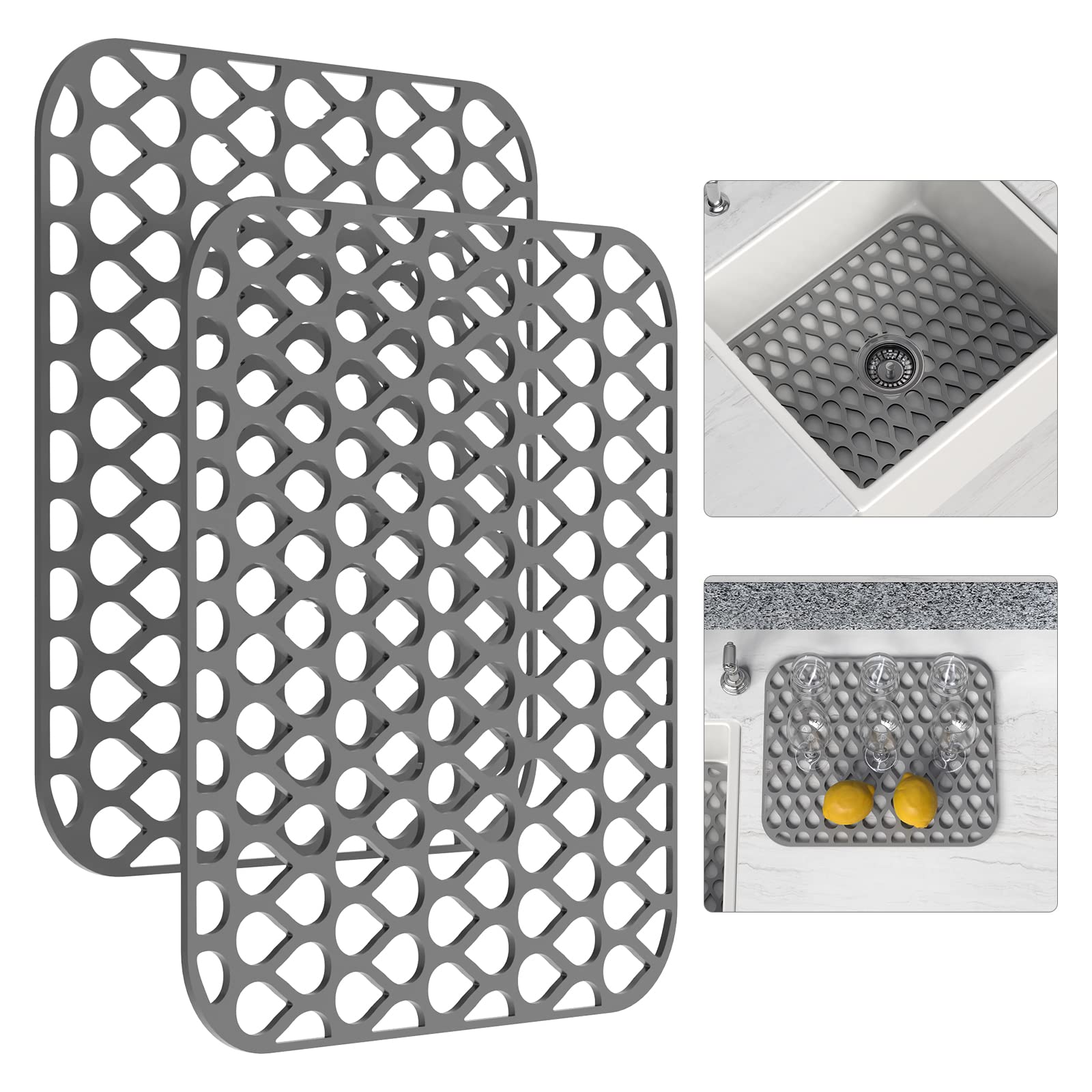 TOOVEM silicone sink mat front view protects sinks while draining