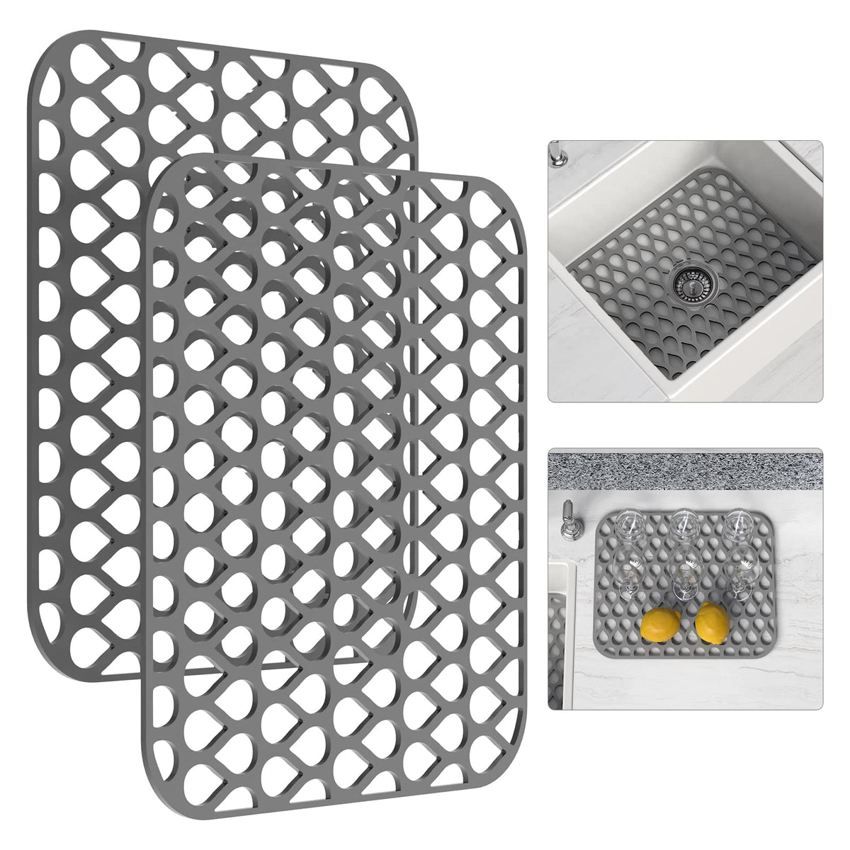 TOOVEM silicone sink mat front view protects sinks while draining