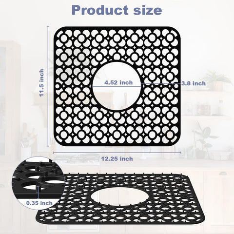 TOOVEM silicone sink mat showing raised feet for stability and drainage.