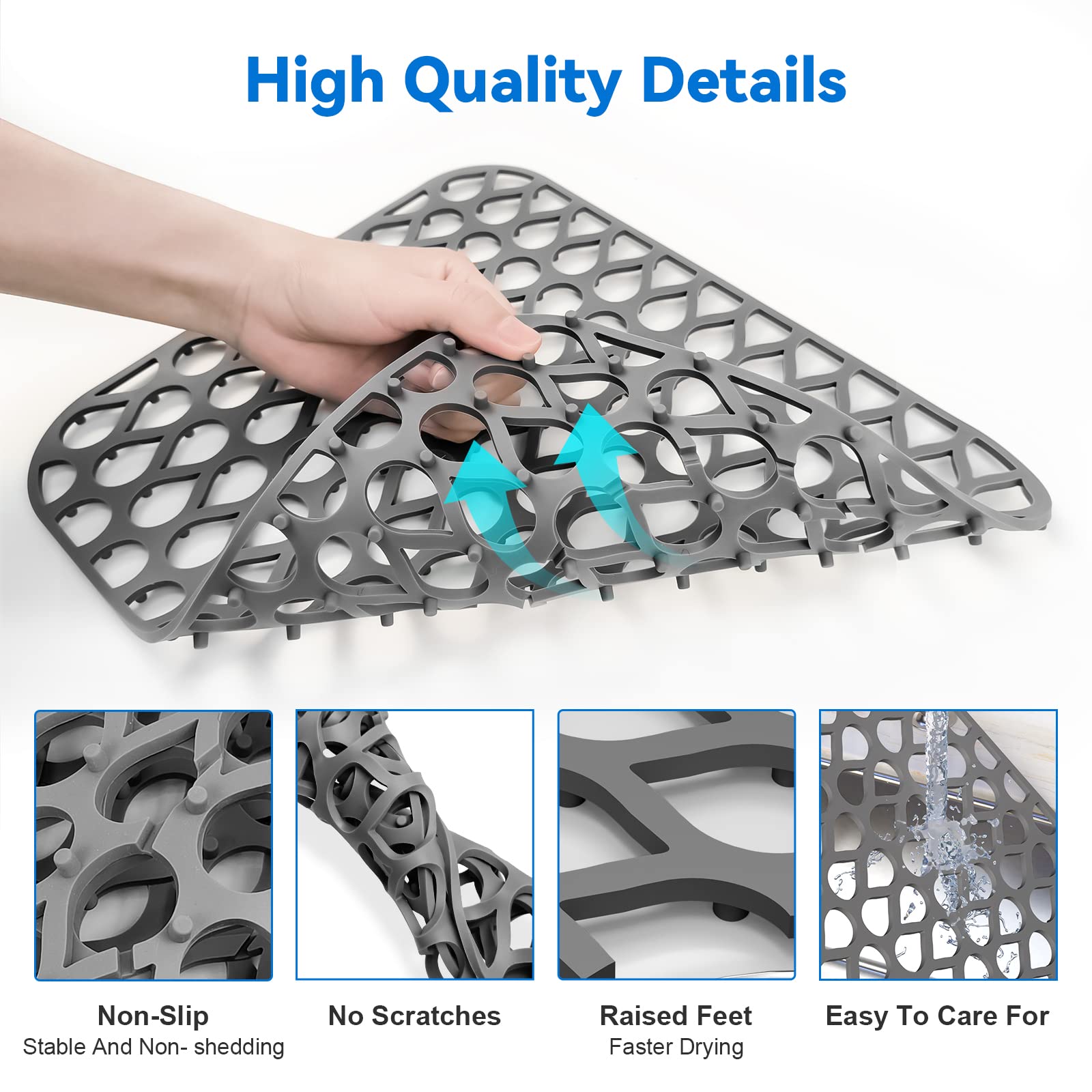 TOOVEM silicone sink mat non-slip surface prevents slipping during use