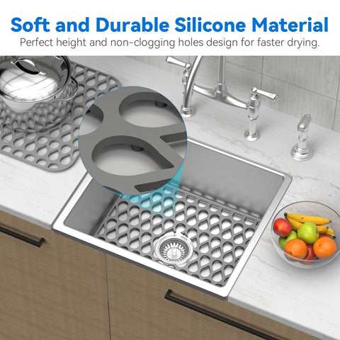 TOOVEM silicone sink mat rear drain hole design supports quick drainage