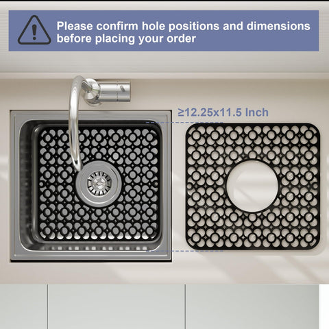 TOOVEM sink mat centered drain hole guiding water to the drain.