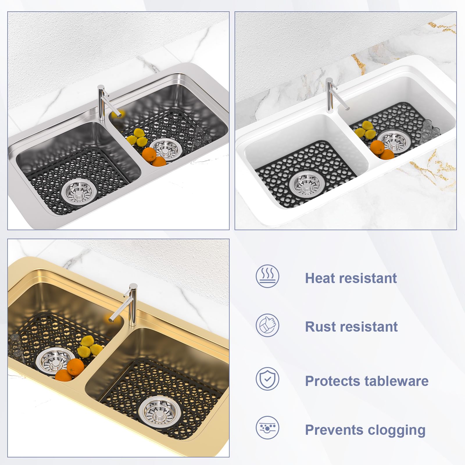TOOVEM reusable silicone sink mat easy to clean after use.