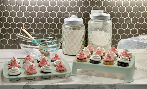 Top Shelf Elements carrier showing 24 cupcakes inside for transport.
