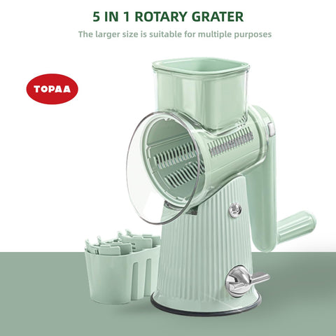TOPAA round mando slicer provides uniform slices for salads and toppings.