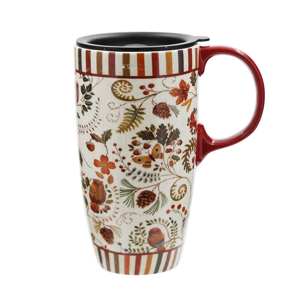Topadorn 17oz tall ceramic travel mug with lid and handle for spill-free on-the-go sipping.
