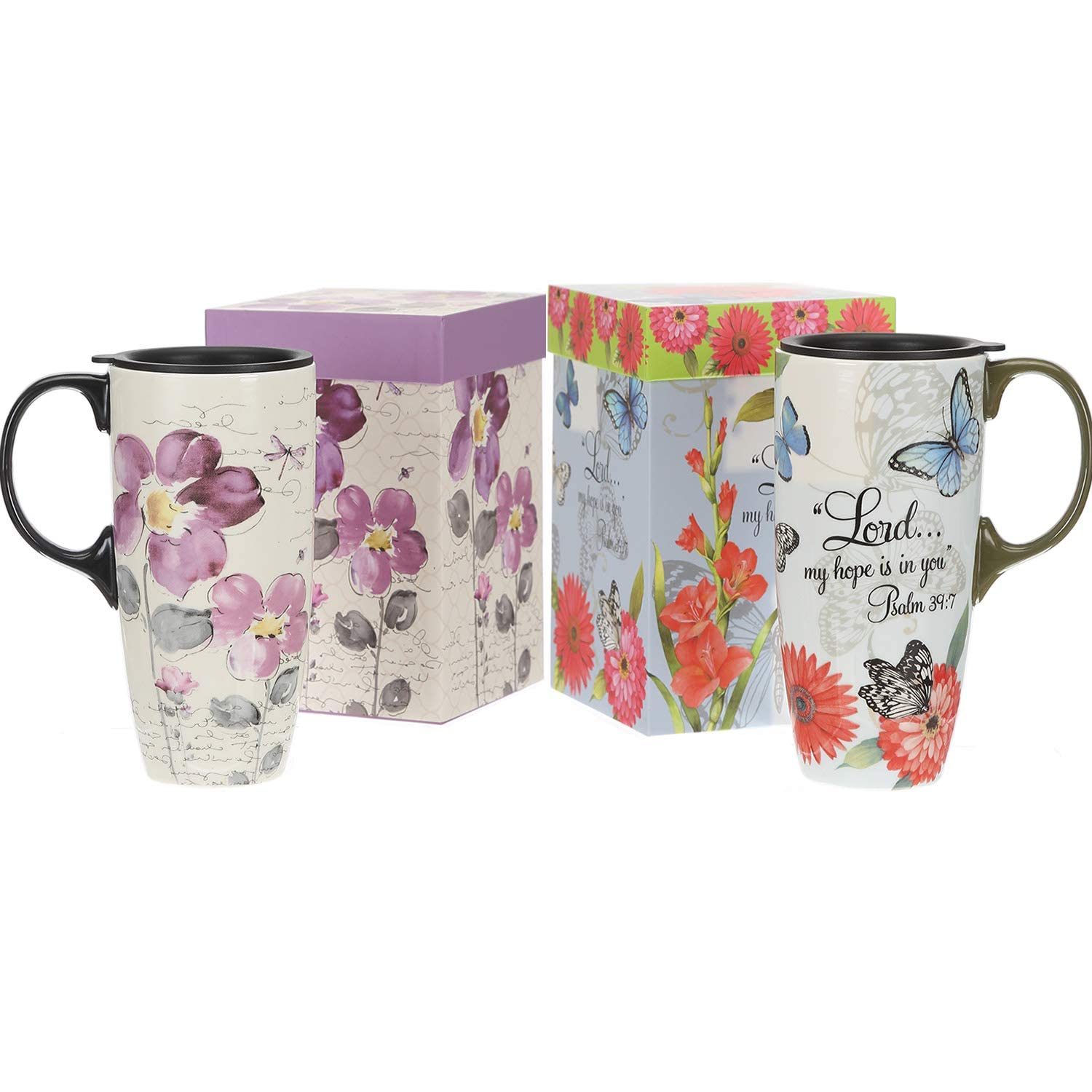 Topadorn ceramic latte mug 17 oz with lid for travel use