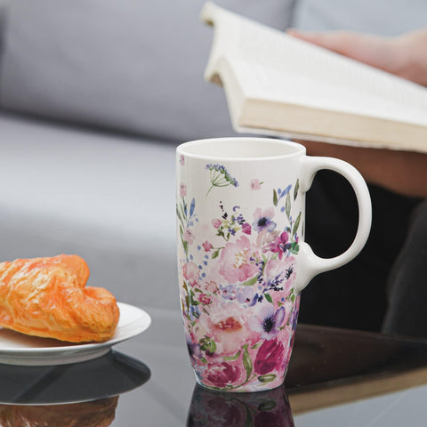 Topadorn mug with silicone-ring lid to prevent spills