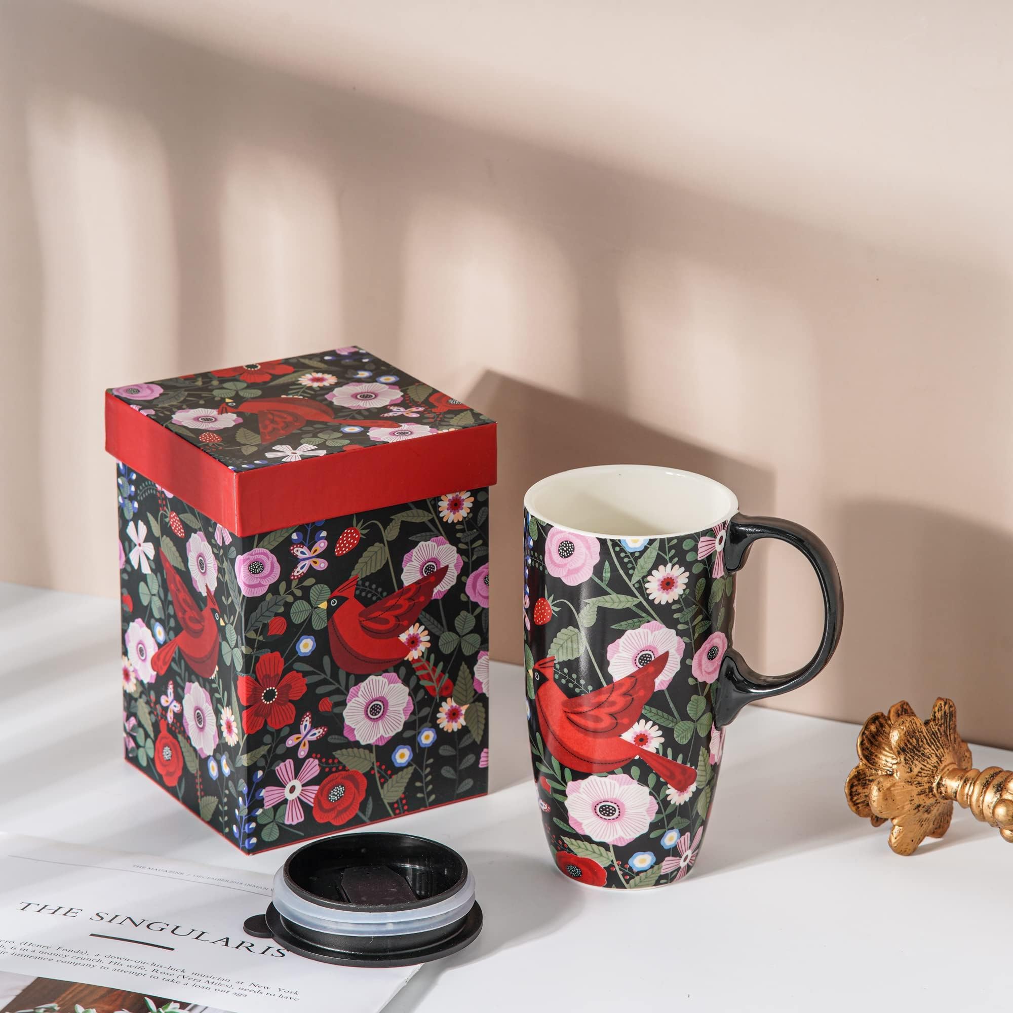 Topadorn ceramic travel mug lid secure ensures spill-free use at home or on the go